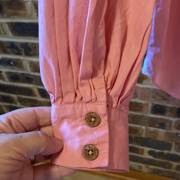 Free People pink peasant shirt oversized button up, Women’s sized small - Picture 7 of 10